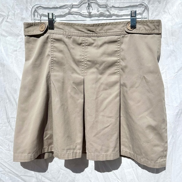 Khaki Tan Pleated Mini Skirt with Built In Short/Skort - Picture 1 of 4